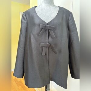 Elegant Black Women's Jacket with Bow Accents Aligne, size 18